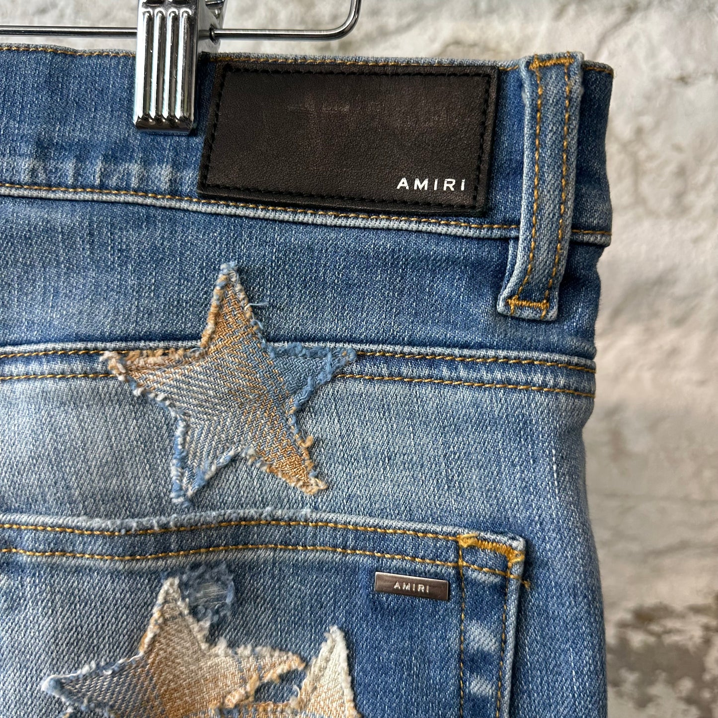 Amiri Chemist Blue Tan Star Blue Denim Jeans Sz 33 DS