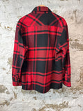 Off White Red Black Plaid Flannel Sz XL