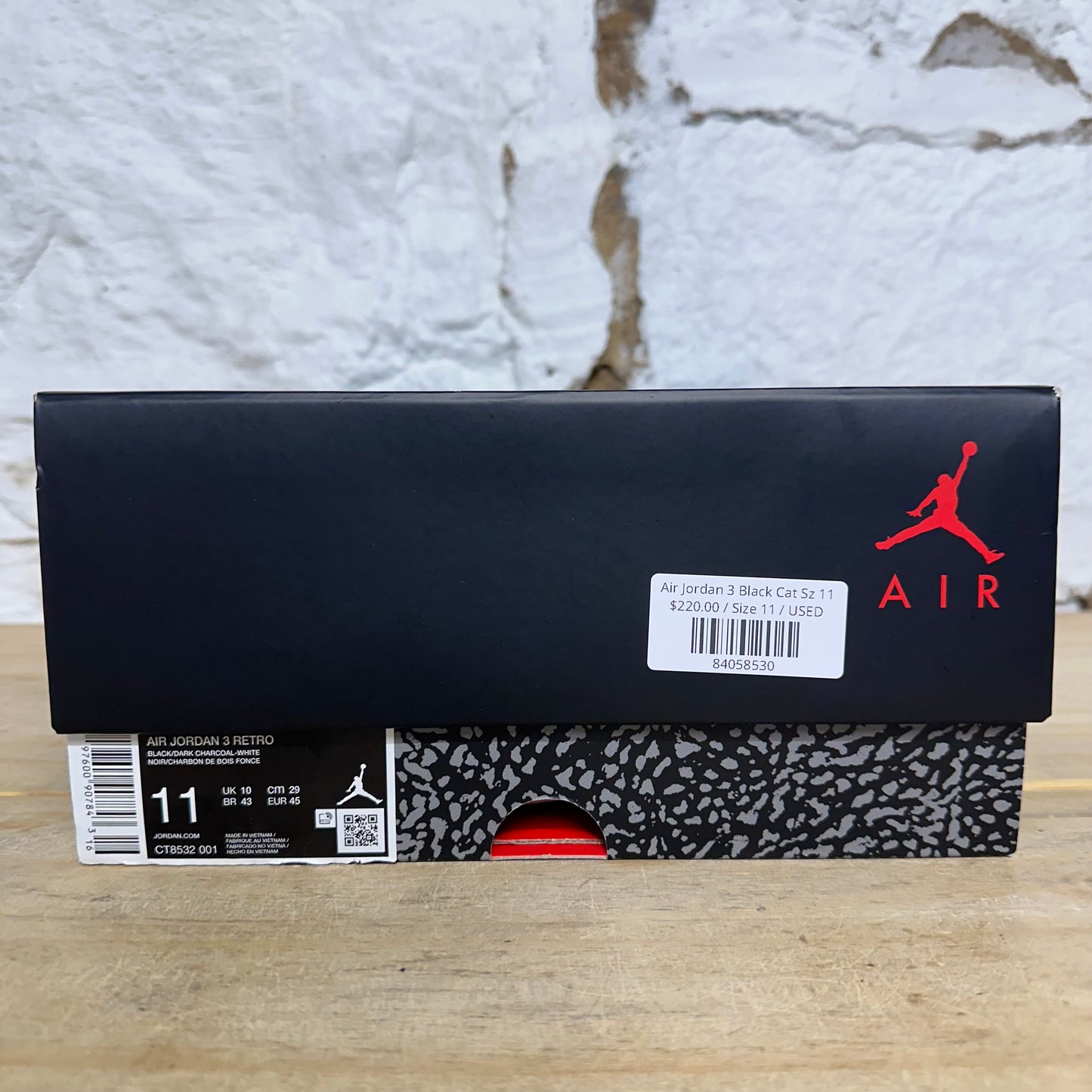 Air Jordan 3 Black Cat Sz 11