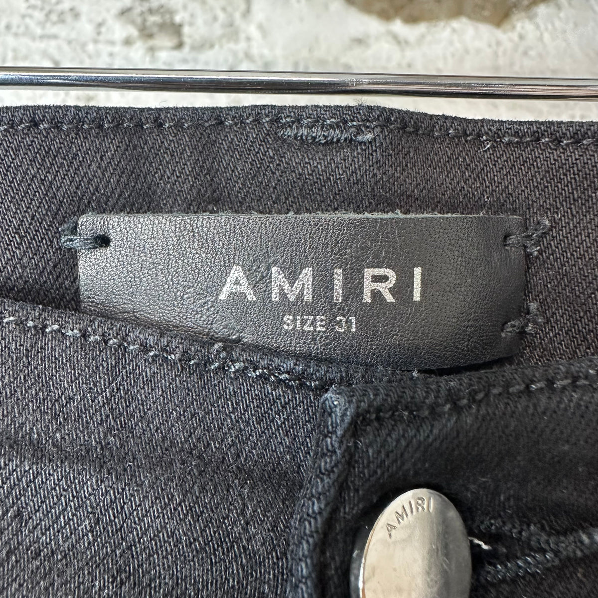 Amiri Black Suede Core Logo Black Denim Jeans Sz 31