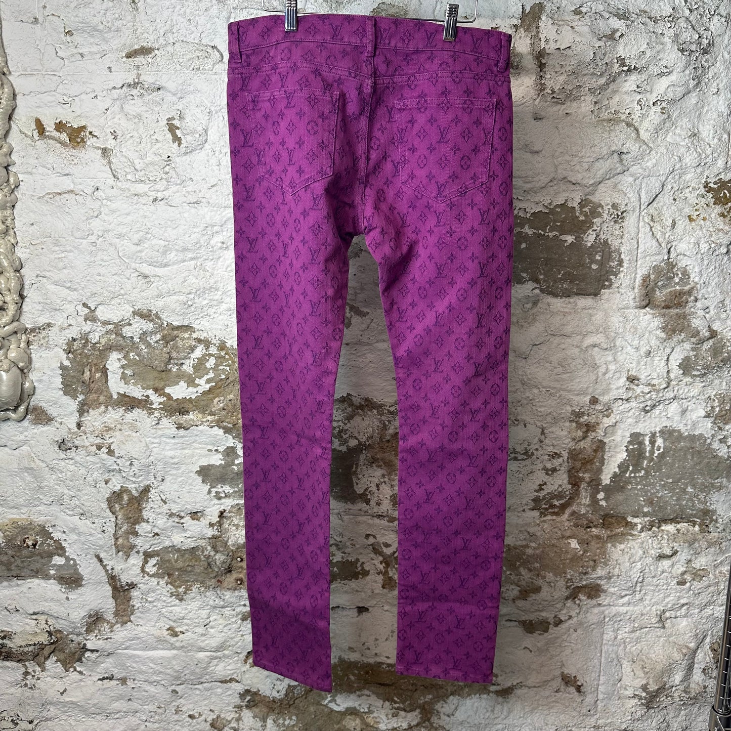 Louis Vuitton Purple Monogram Slim Denim Jeans Sz 32