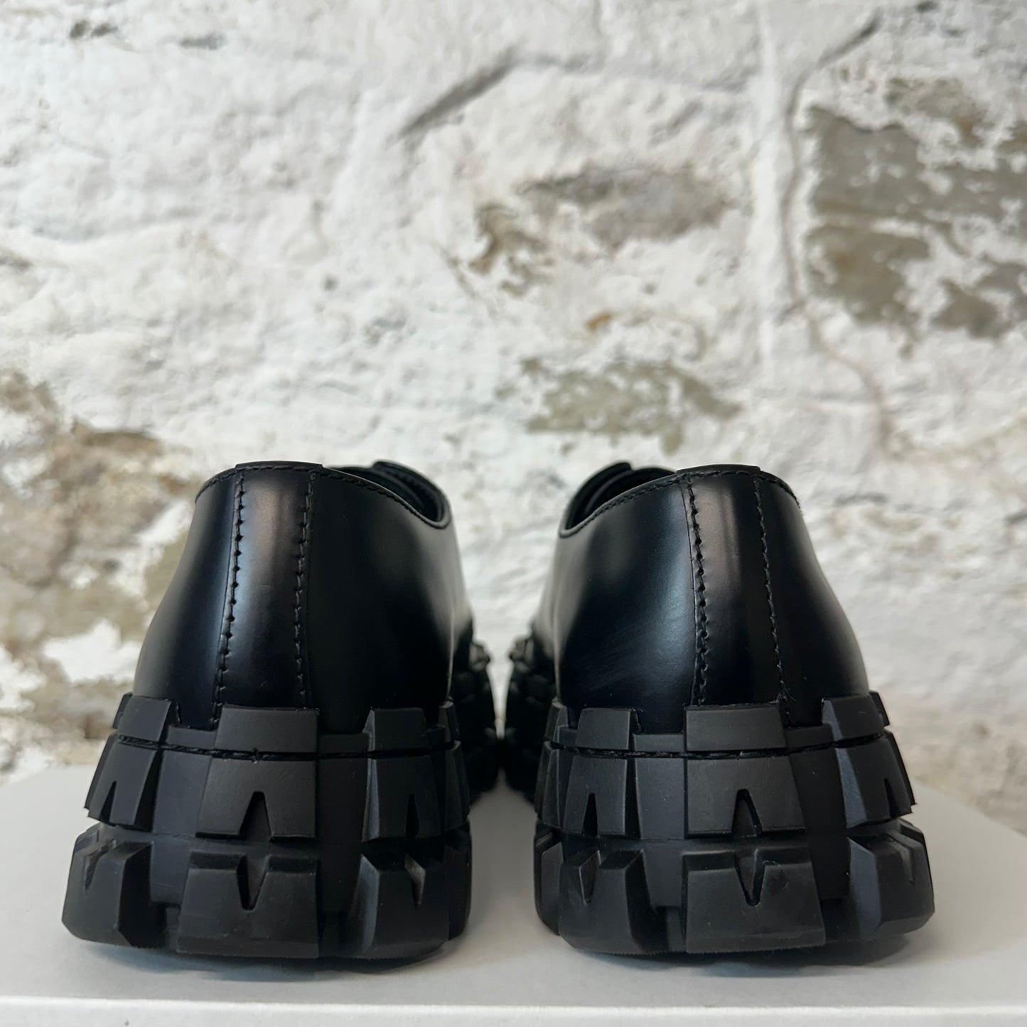 Prada Brushed Leather Studded Derby Sneaker Sz 7.5