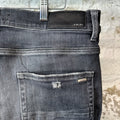 Amiri MX1 Black Leather Gray Denim Jeans Sz 34