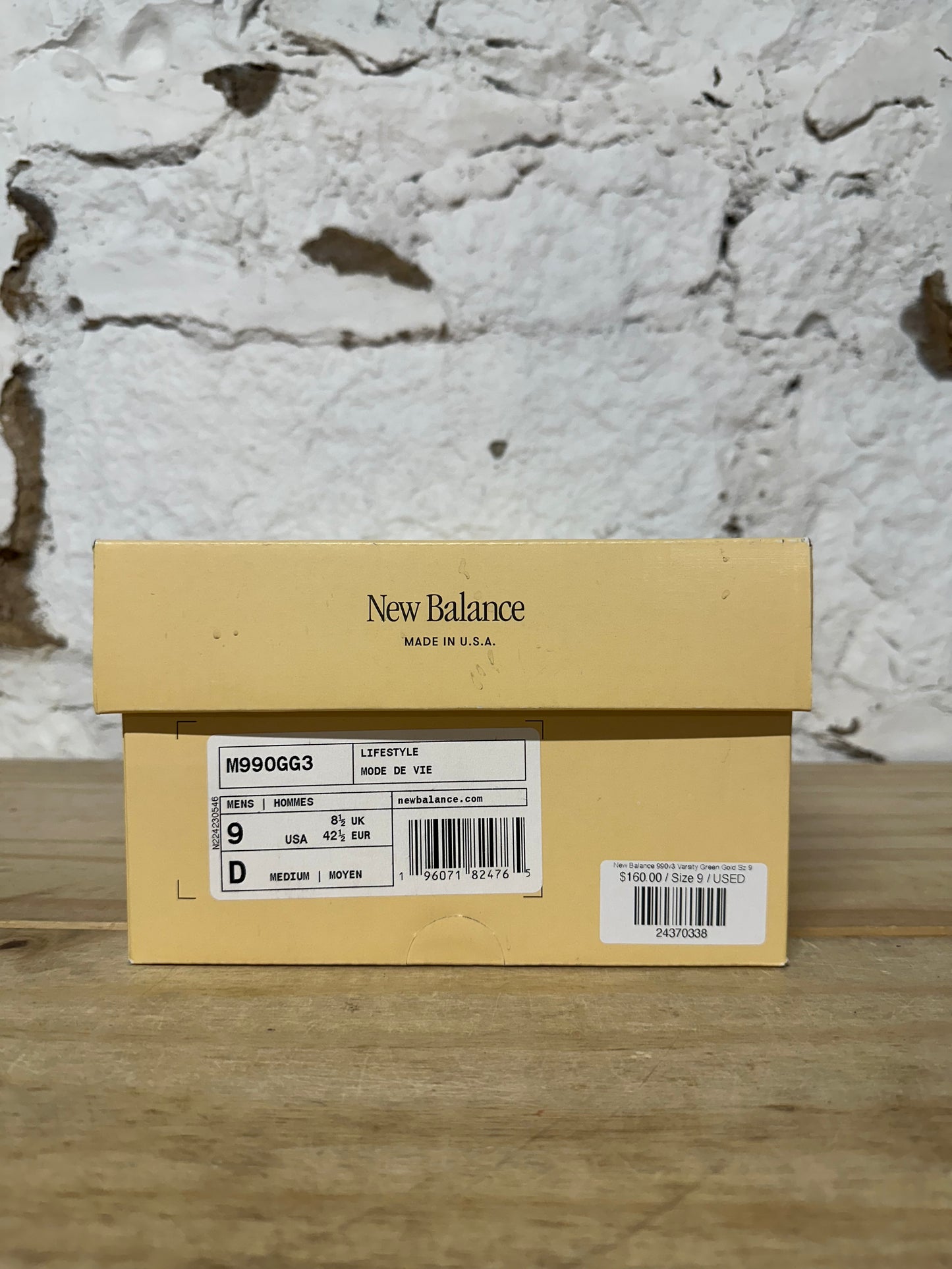 New Balance 990v3 Varsity Green Gold Sz 9