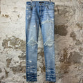 Amiri MX1 Light Denim Patch Blue Denim Jeans Sz 30