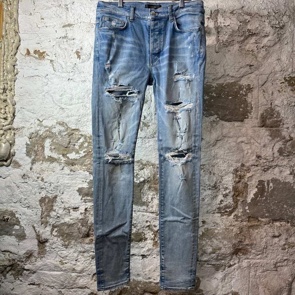Amiri Distressed Blue Denim Jeans Sz 33