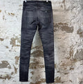 Amiri MX1 Black Leather Grey Denim Jeans Sz 28