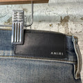 Amiri MX1 Black Leather Thrasher Dirty Blue Denim Jeans Sz 36