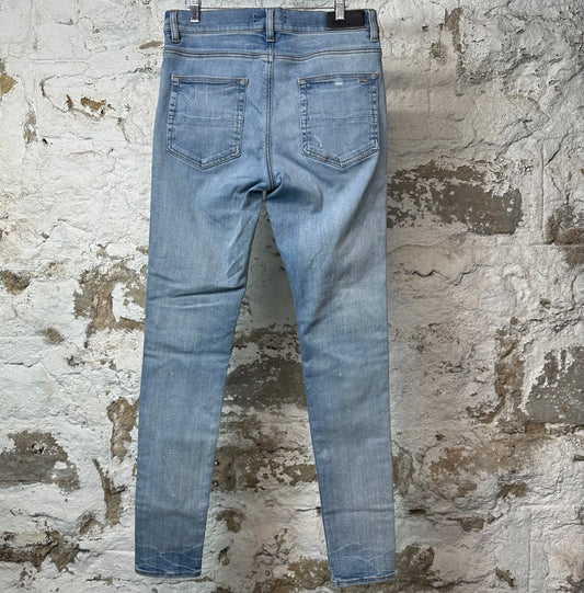 Amiri MX1 Black Suede Blue Denim Jeans Sz 33