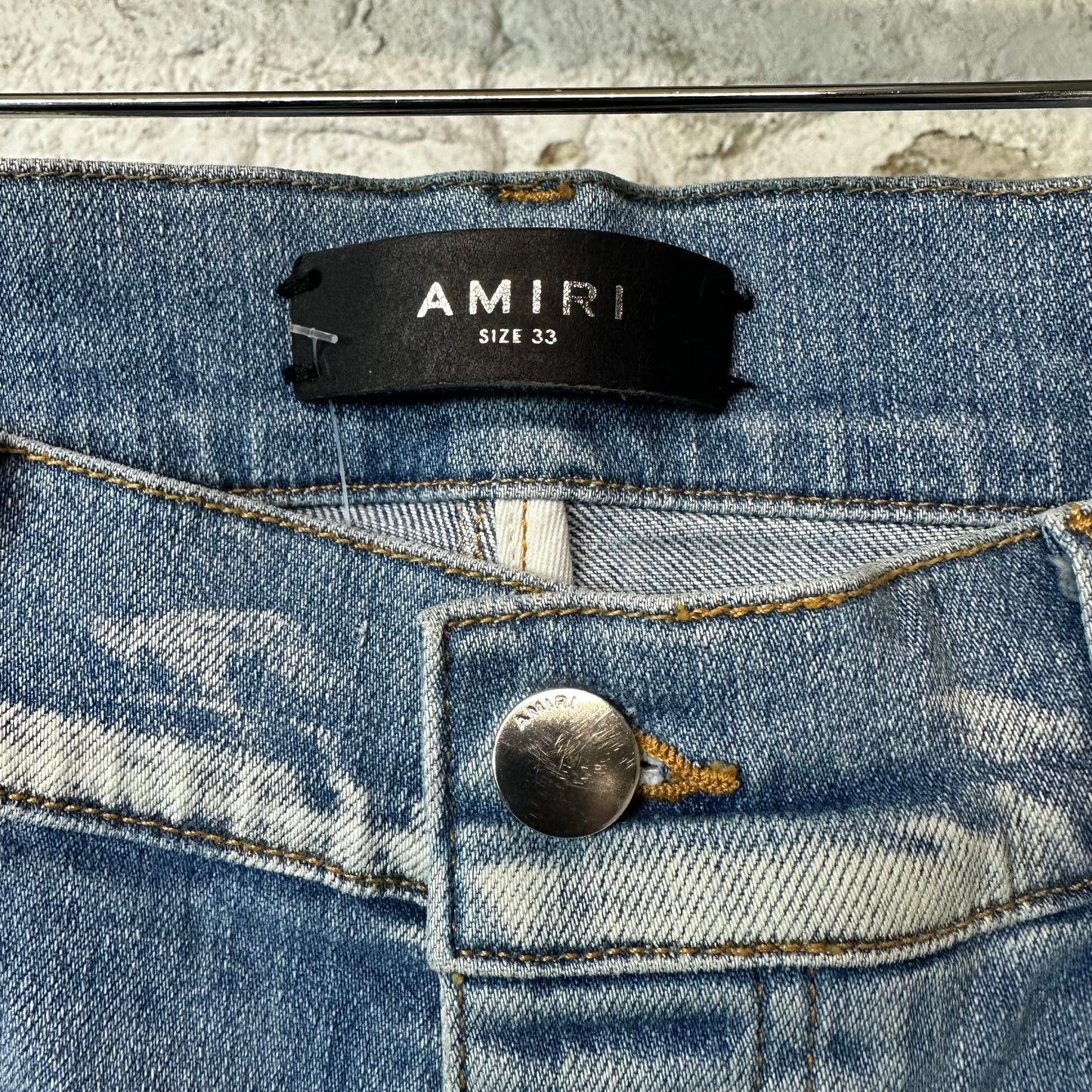Amiri Bone Patch Light Blue Denim Jeans Sz 33