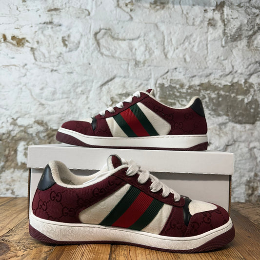 Gucci Screener GG Monogram Maroon White Sneaker Sz 8.5
