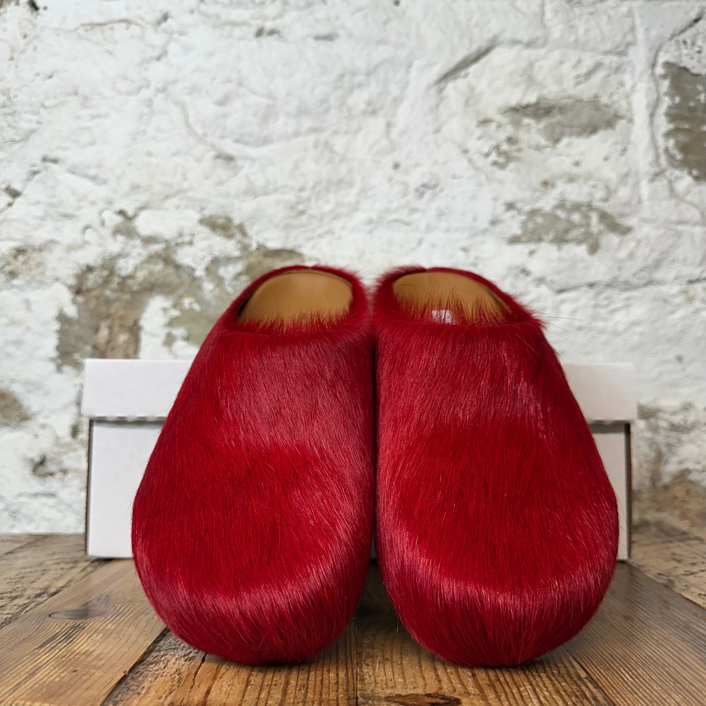 Marni Fussbett Sabot Red Fur Slipper Sz 9 (42)