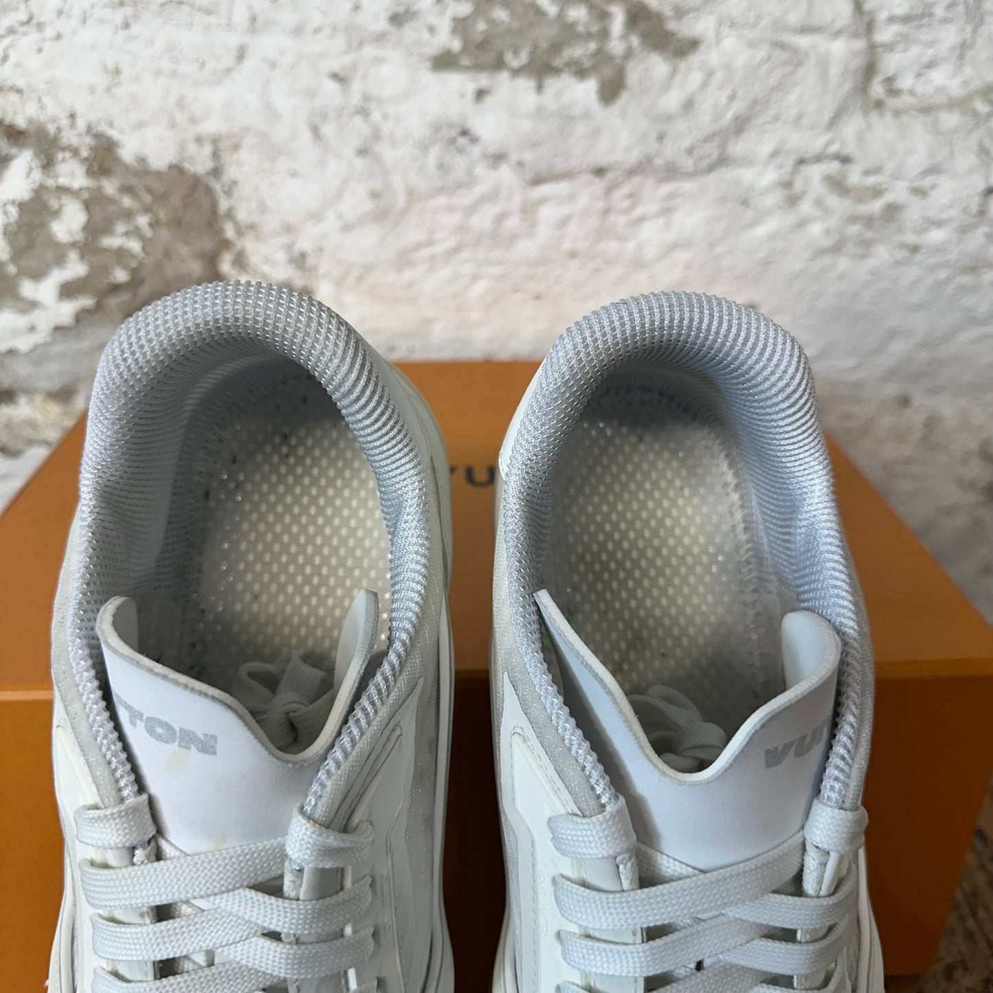 Louis Vuitton Triple White Transluscent Trainer Sneaker Sz 11.5 (10LV)