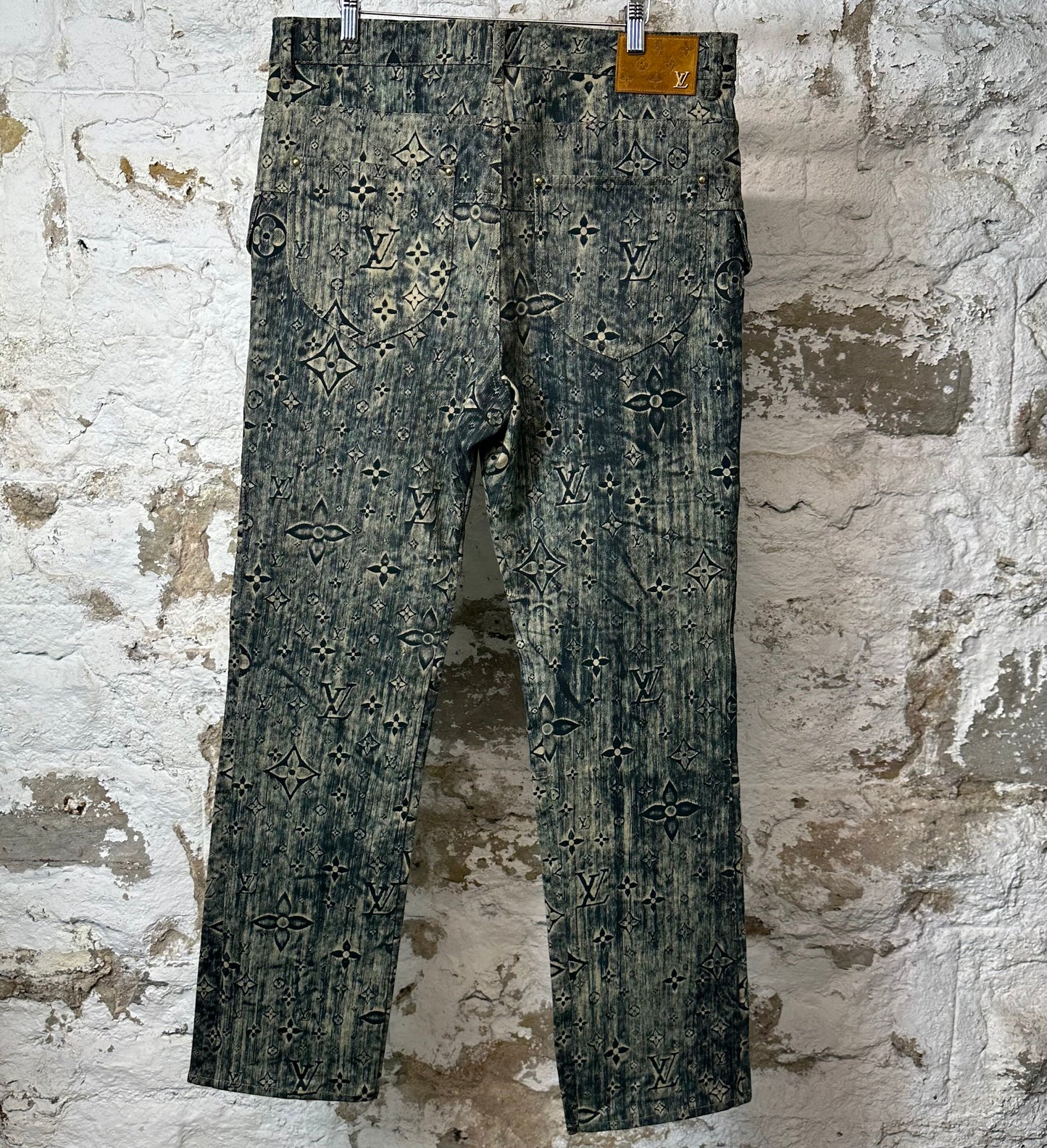Louis Vuitton Dark Blue Monogram Cargo Denim Pants Sz 32