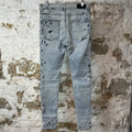 Amiri MX1 Denim Paint Splatter Blue Denim Jeans Sz 32