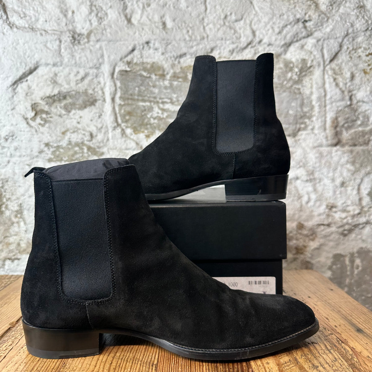 Saint Lauyrent Black Suede Wyatt Boot Sz 9 (42)