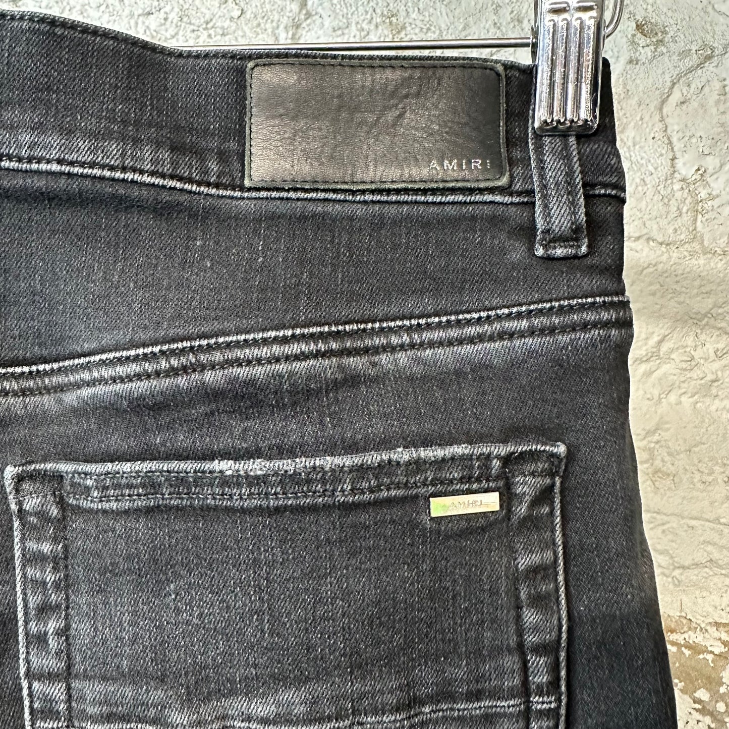 Amiri MX1 Black Woven Black Denim Jeans Sz 32