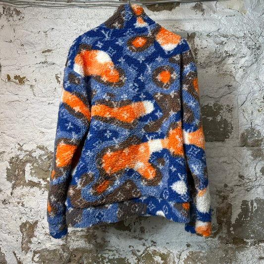 Louis Vuitton Blue Orange Monogram Fleece Jacket Sz L