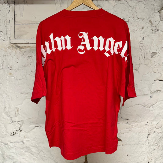 Palm Angels White Red Oversized T-shirt Sz S