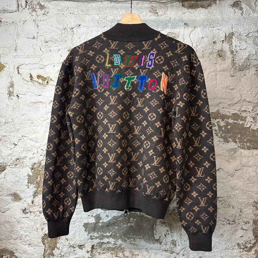 Louis Vuitton NBA Brown Monogram Zip Up Sweater Sz S
