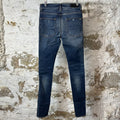 Amiri MX1 Maroon Suede Dark Blue Denim Jeans Sz 29