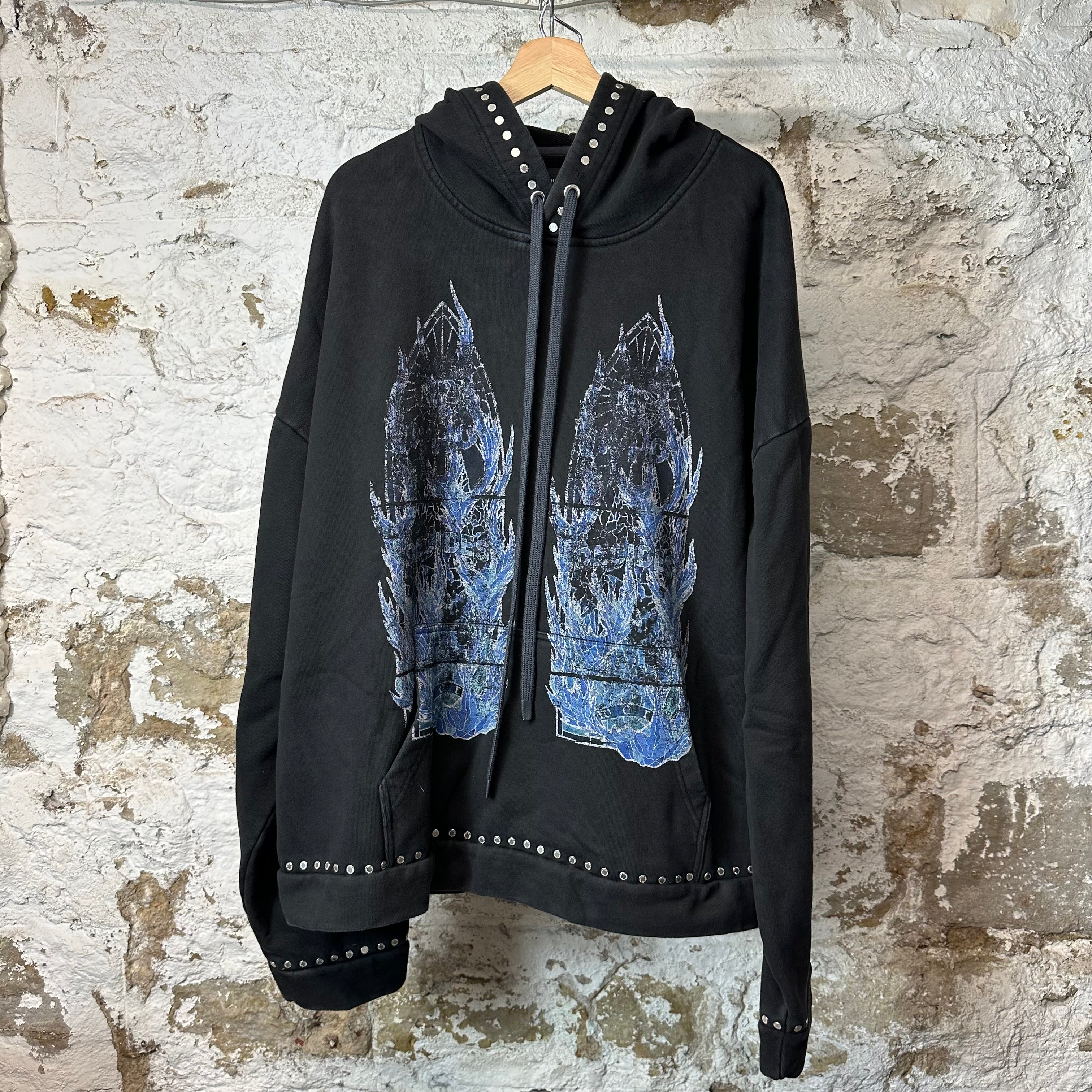 Who Decides War Blue Stained Glass Black Hoodie Sz XXXL