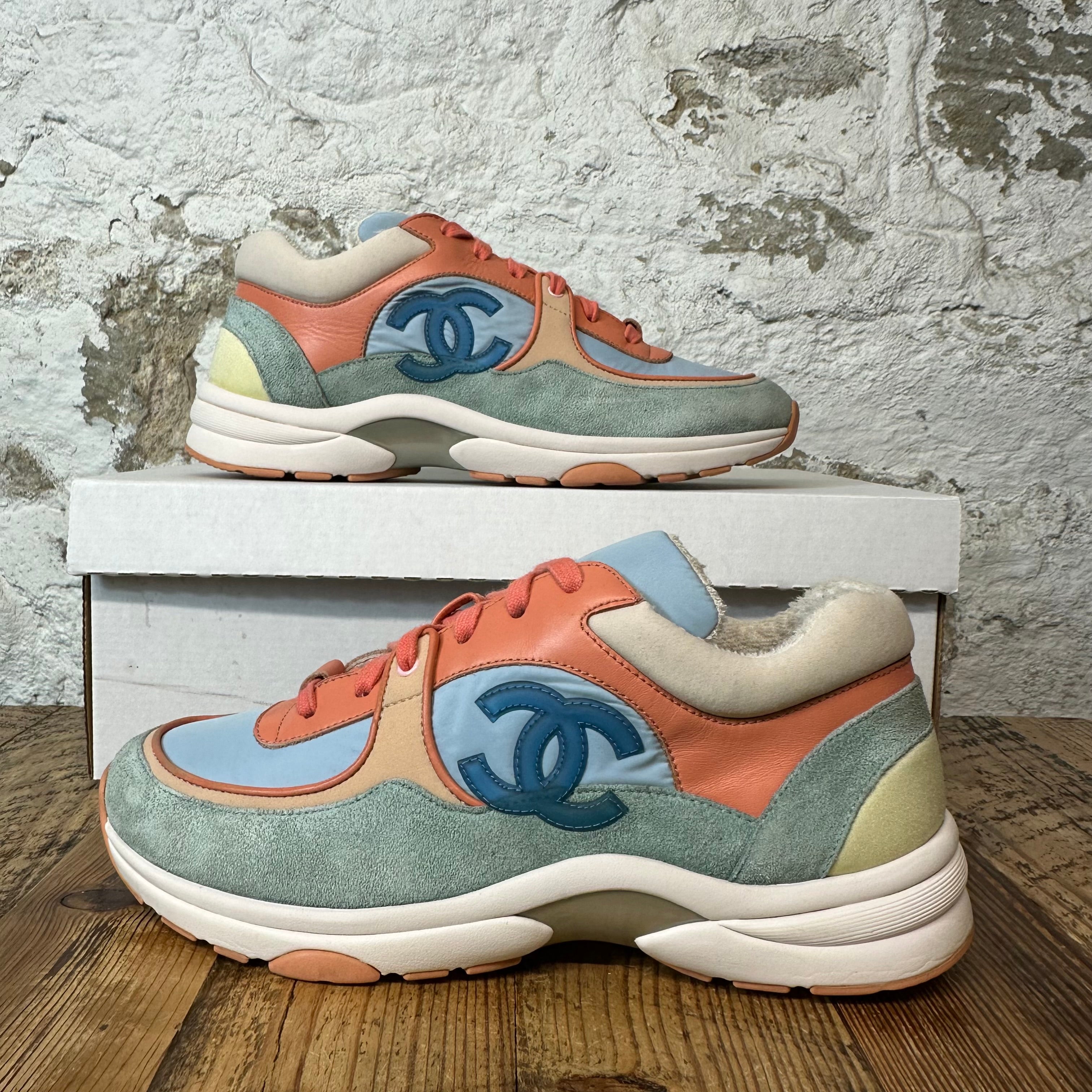 Chanel CC Orange Blue Green Sneaker Sz 6 (38.5)