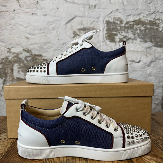 Christian Louboutin Denim Maroon White Sneaker Sz 7.5 (40.5)