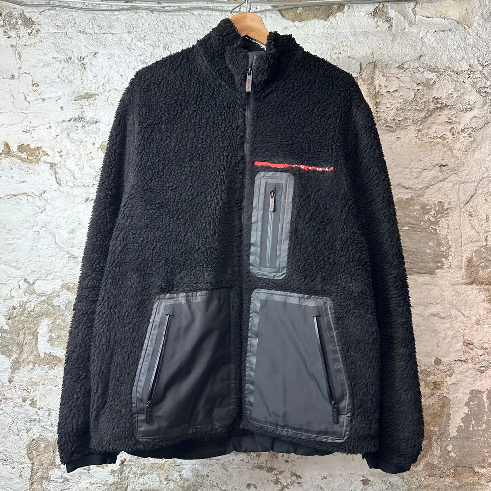 Prada Recycled Technical Black Fleece Jacket Sz XXL