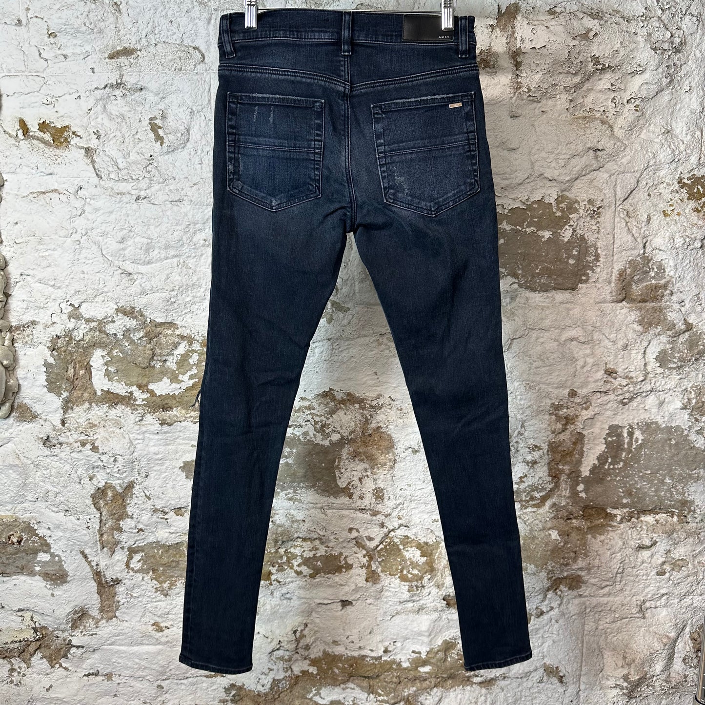Amiri MX1 Red Suede Faded Black Denim Jeans Sz 29