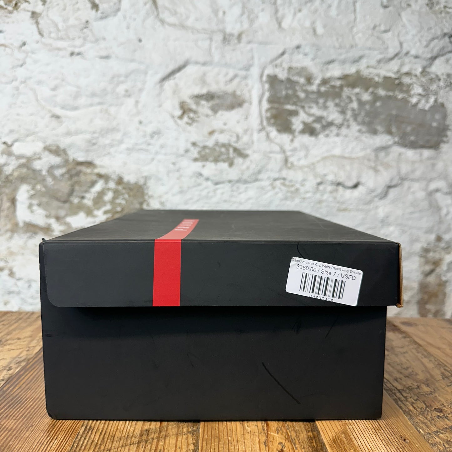 Prada Americas Cup White Patent Grey Sneaker Sz 7