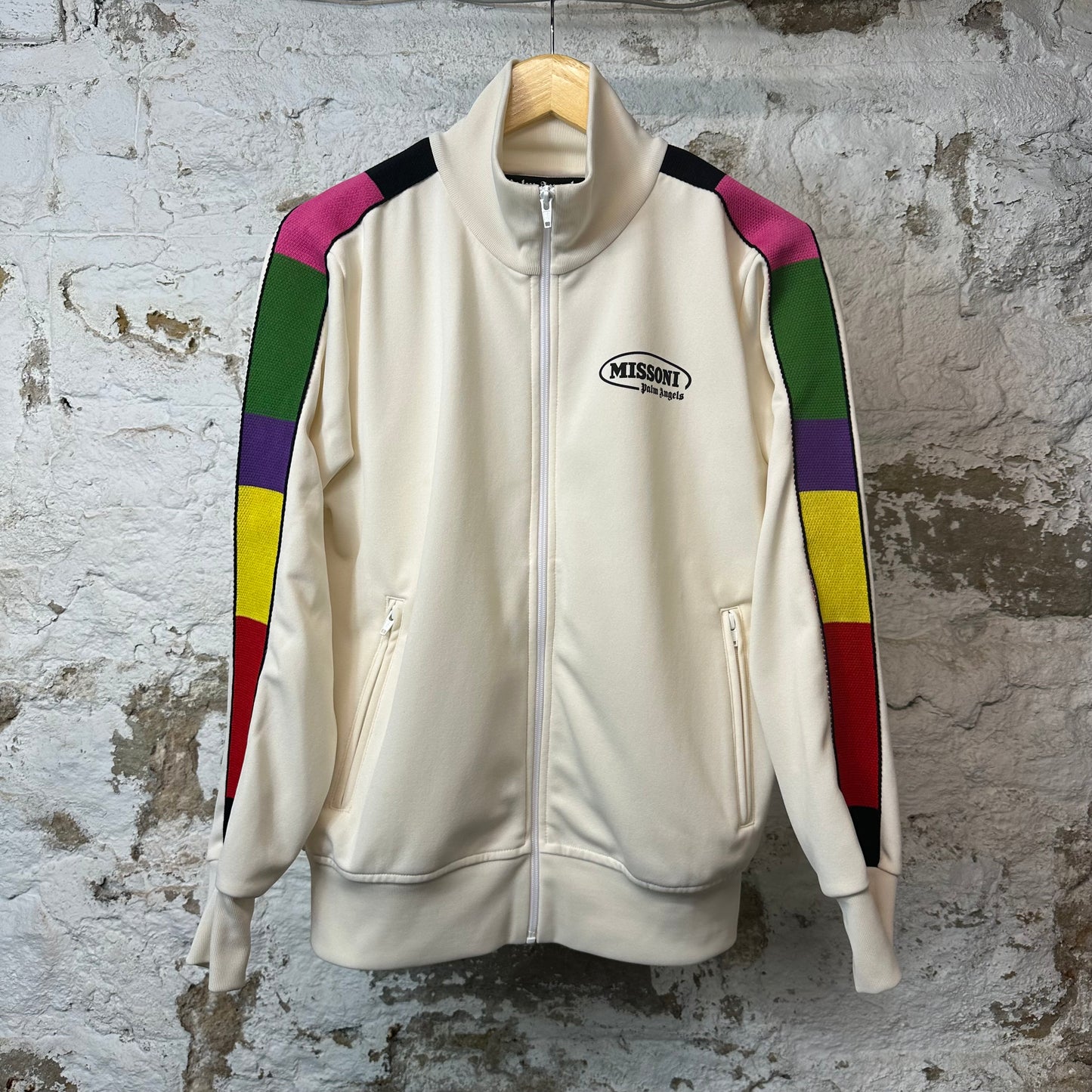 Palm Angels Missoni Cream Track Jacket Sz M