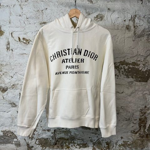 Dior Atelier Black Spellout Hoodie White Sz M