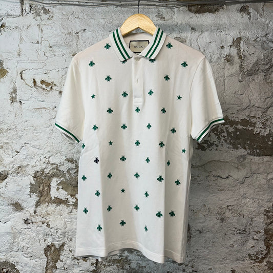 Gucci Green Bee Polo Shirt White Sz XL