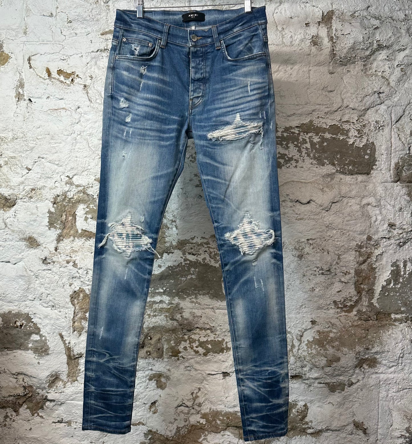 Amiri MX1 Sky Blue Cream Blue Denim Jeans Sz 31