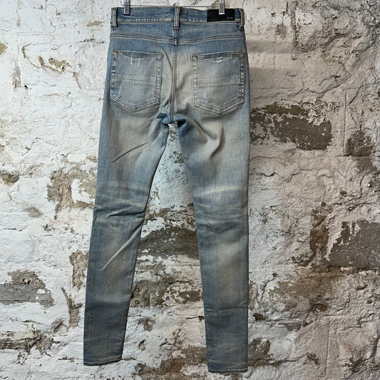 Amiri MX1 Cream Suede Blue Denim Jeans Sz 30