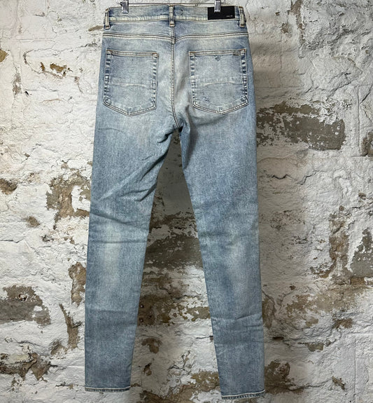 Amiri MX1 Tie Dye Patch Washed Blue Denim Jeans Sz 33