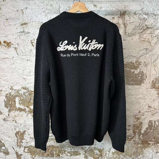 Louis Vuitton Rue Du Pont Waflle Knit Black Sweater Sz XL