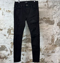 Amiri MX1 Black Leather Black Denim Jeans Sz 34