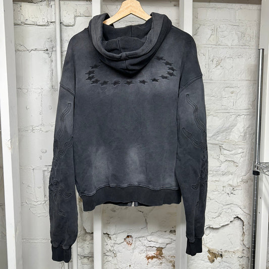 Vale Black Embroidered Spellout Hoodie Sz S