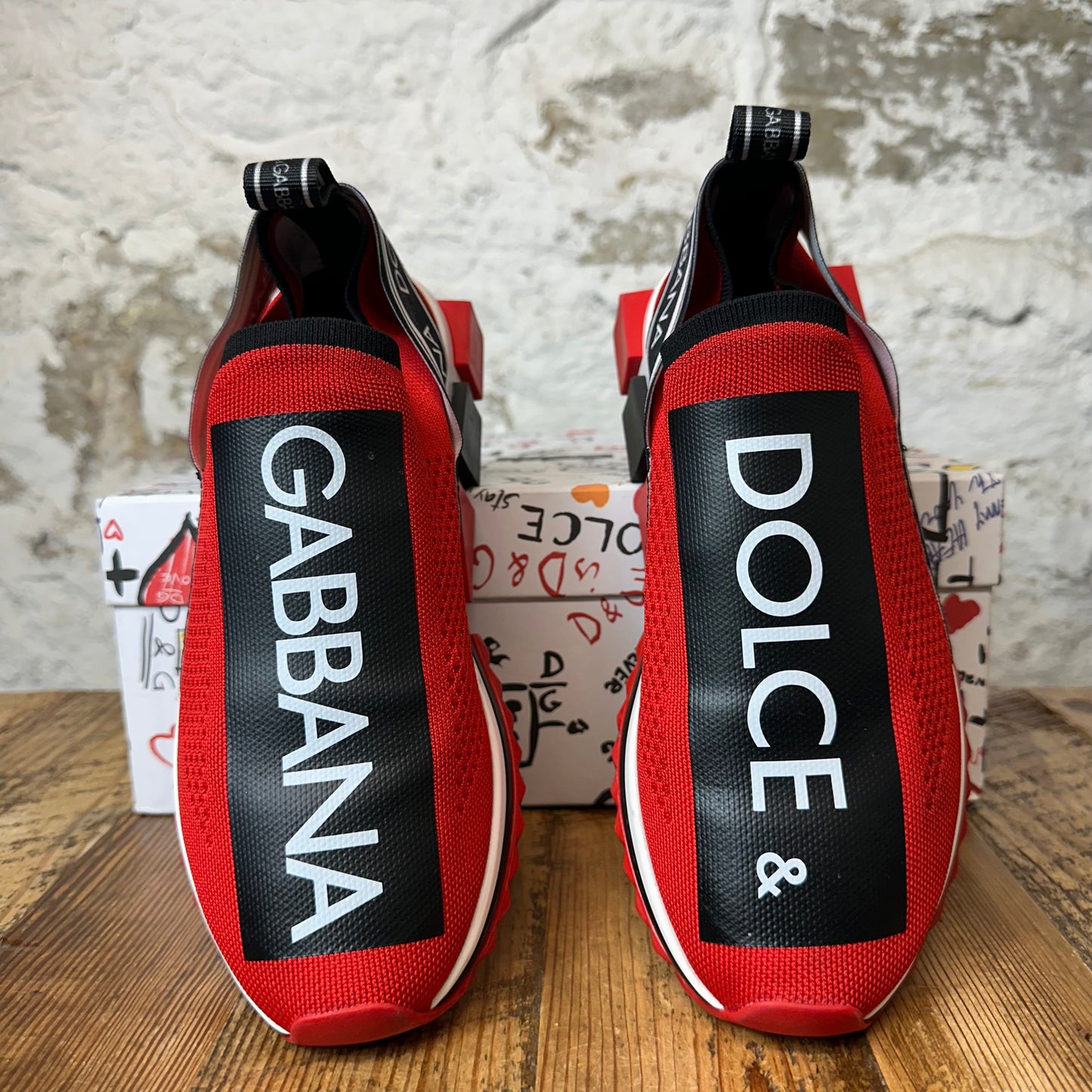 Dolce Gabbana Red White Black Sorrento Sneaker Sz 8 (41)