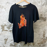 Off White Flames Hands T-shirt Black Sz M
