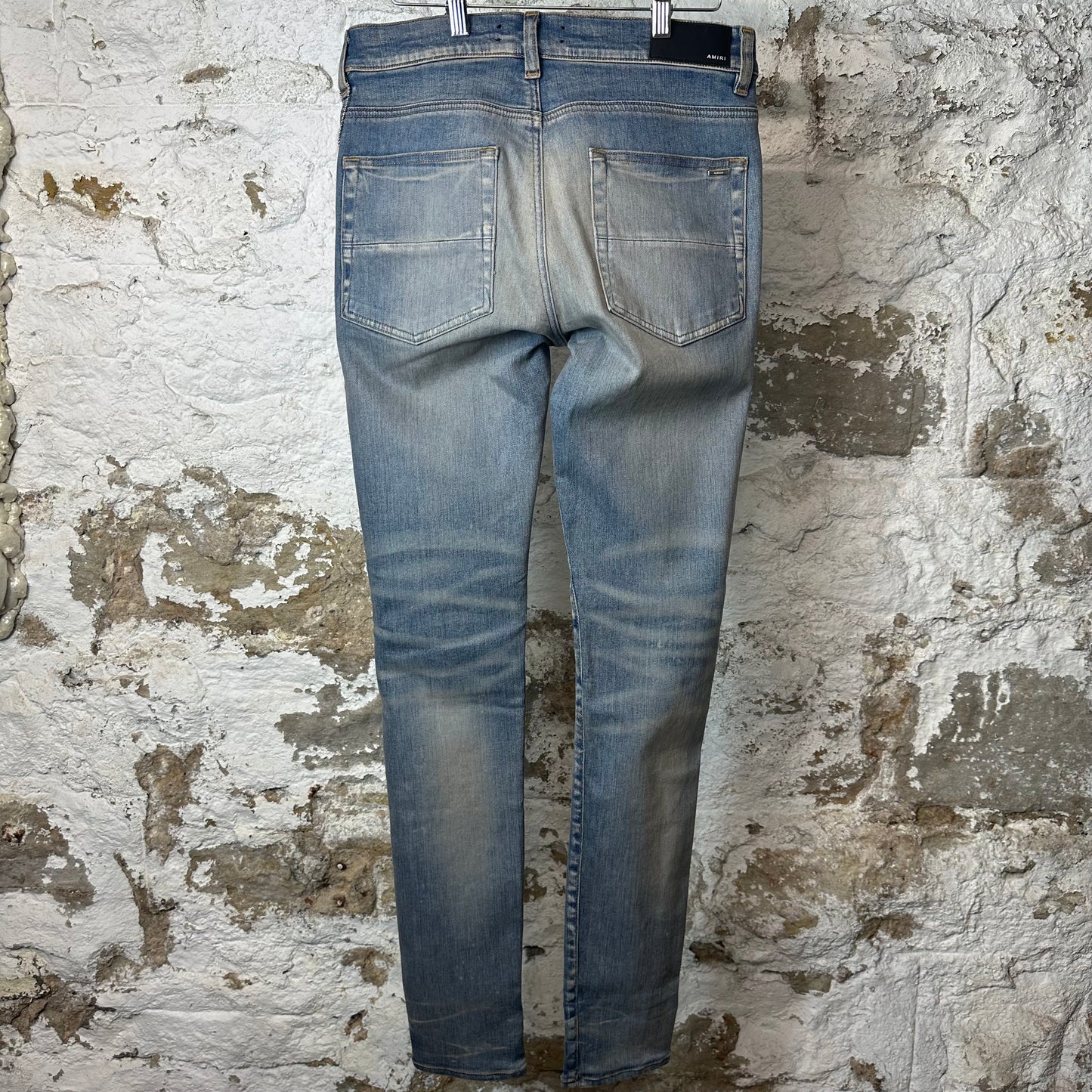 Amiri White MA Stripe Blue Denim Jeans Sz 32