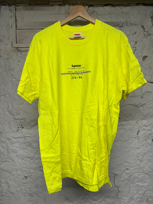 Supreme Standard Of Excellence Neon Yellow T-Shirt Sz L DS