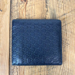Gucci Micro Embossed Navy Bifold Wallet