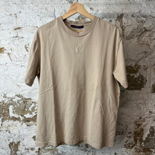 Louis Vuitton Embossed Logo Tan T-Shirt Sz L