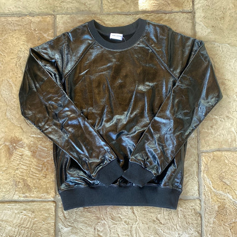 Saint Laurent Black Waxed Crewneck Sz XS