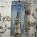 Amiri Knee Hole Plain Blue Denim Jeans Sz 30