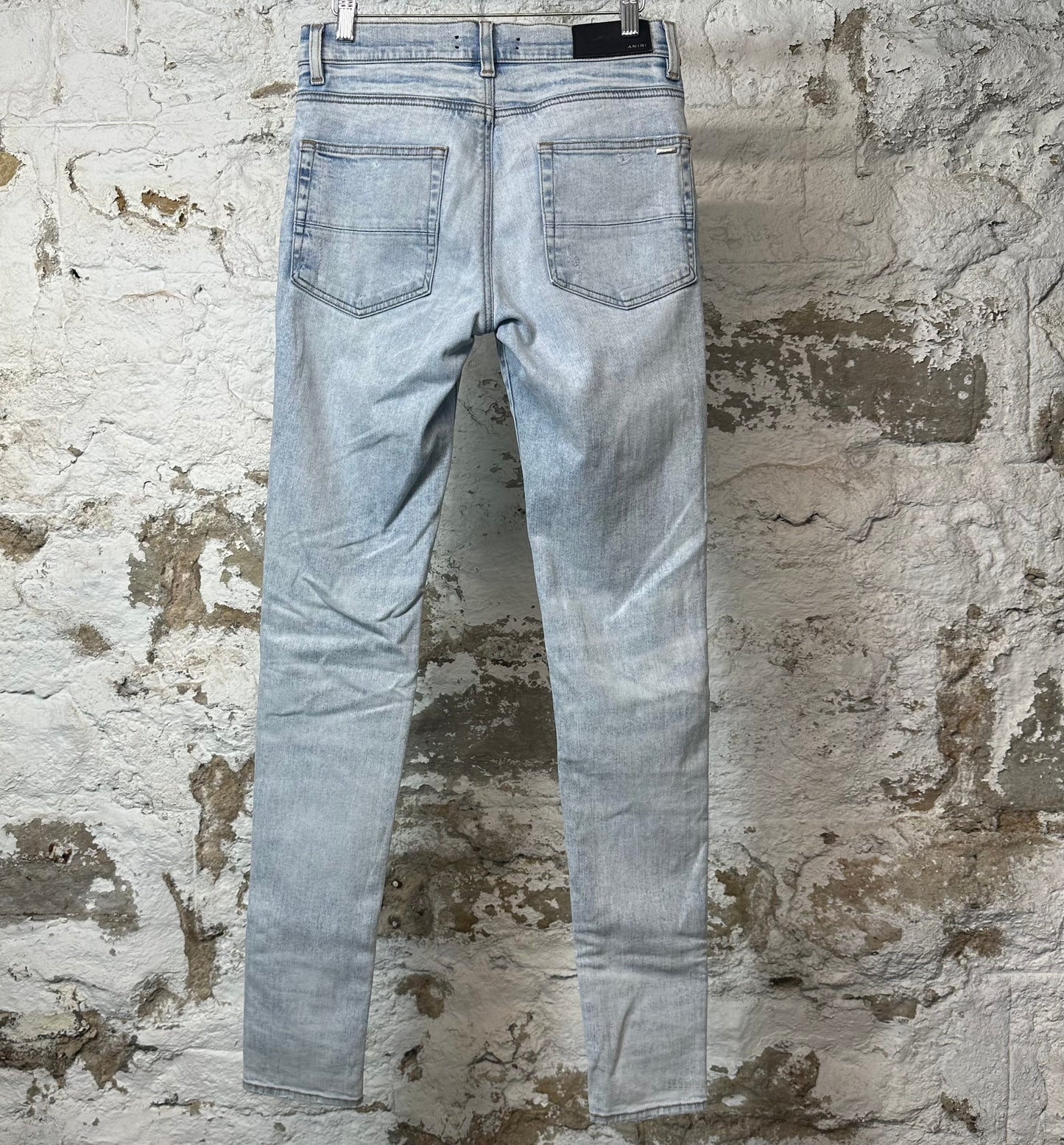 Amiri Blue Varsity Patch Washed Blue Denim Jeans Sz 29