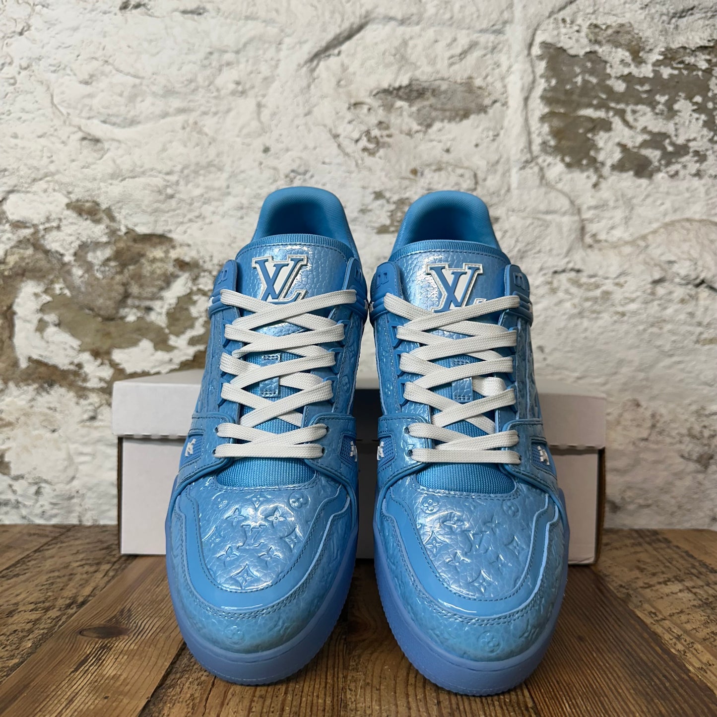 Louis Vuitton Baby Blue Monogram Trainer Sneaker Sz 10 (8.5LV) No Box